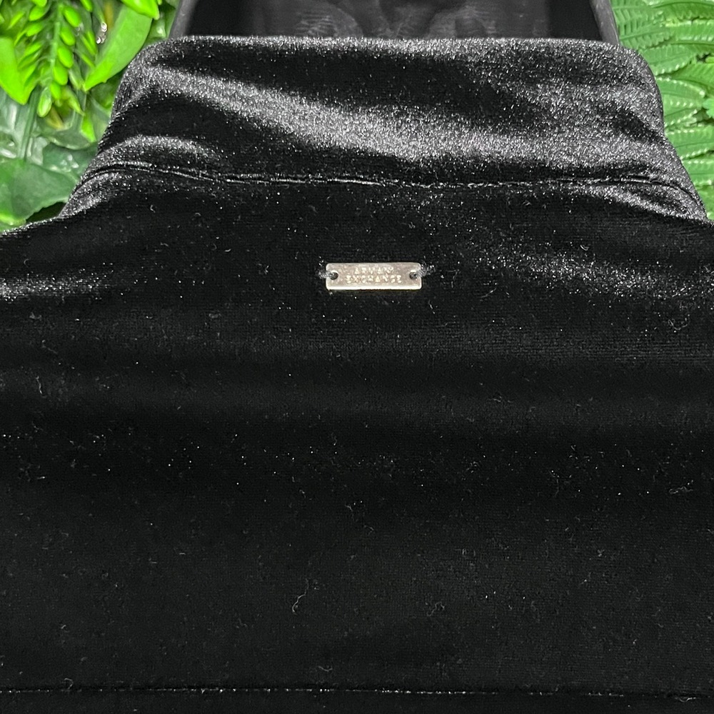 Armani Exchange Jumpsuit Medium Black Velvet Wide Leg Long Sleeve Gold Trim 3865 - Picture 10 of 11